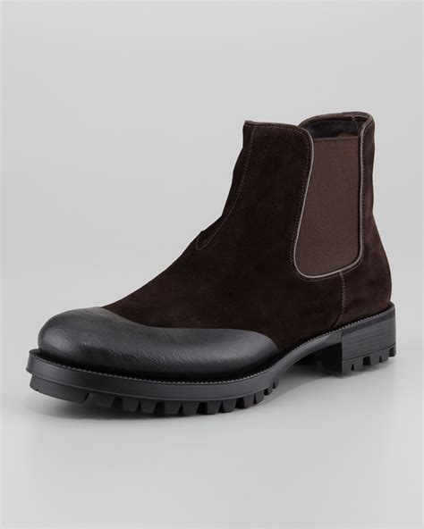 prada rubber chelsea boot men|prada chelsea boots suede.